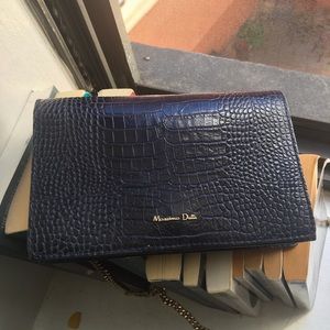 Massimo Dutti leather clutch alligator print
